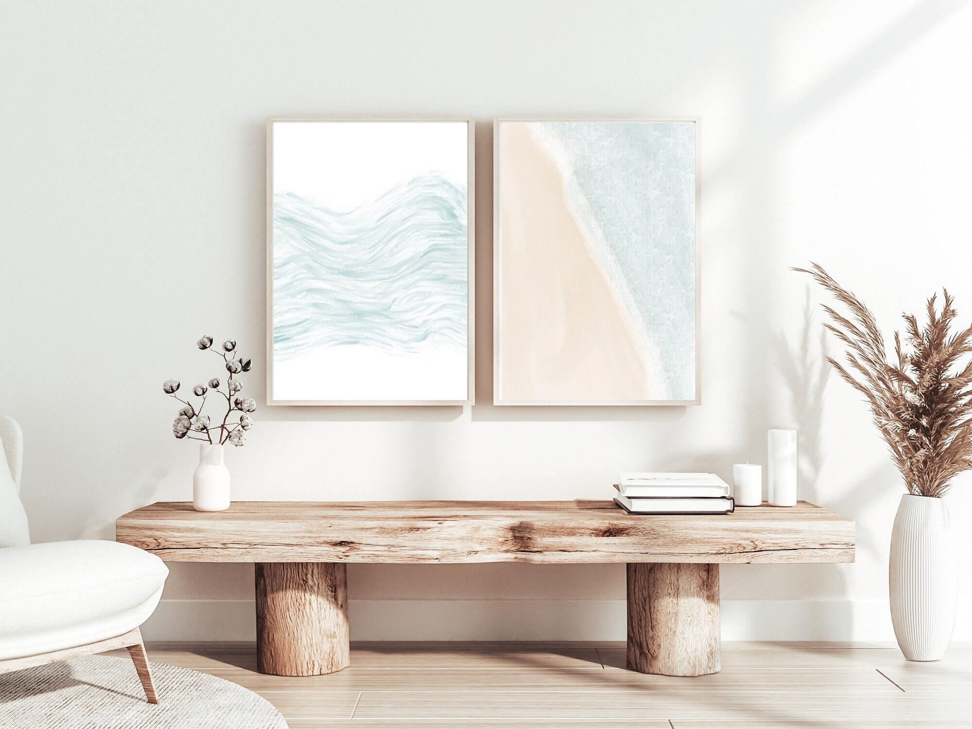 Coastal Wall Art Set of 2 Prints Modern Beach Prints - Etsy