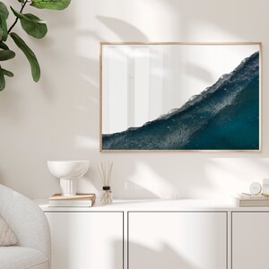 Sztuka ścienna oceanu, wystrój boho plaży, malowanie fal, sztuka ścienna plaży, sztuka nadmorska, abstrakcyjna sztuka plażowa, duże niebieskie dzieło sztuki, sztuka ścienna do druku zdjęcie 2
