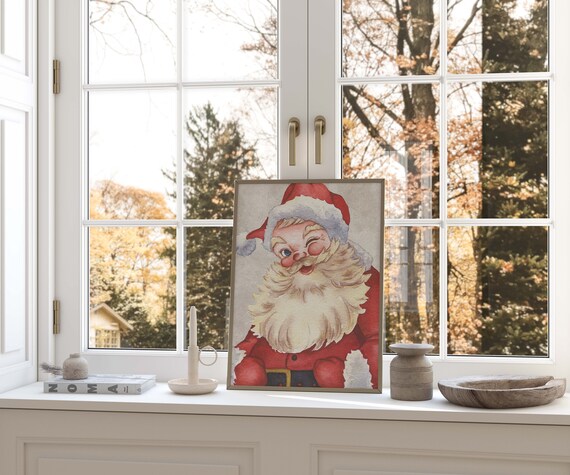 Classic Santa Wall Art, Vintage Santa Print, Christmas Printable, Traditional Christmas, Watercolor Santa, Santa Clause Poster,Printable Art