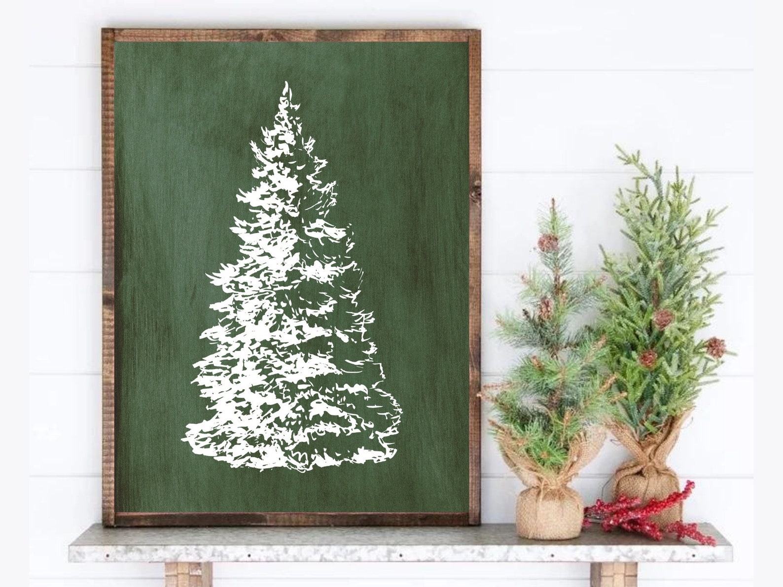 Green Christmas Prints Set of 2 Christmas Wall Art - Etsy