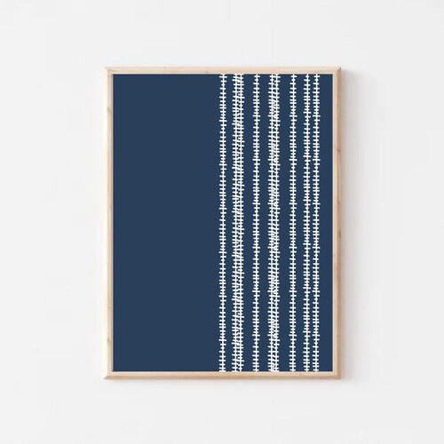 Navy Blue Abstract Art Beach Printable Coastal Wall Decor Etsy