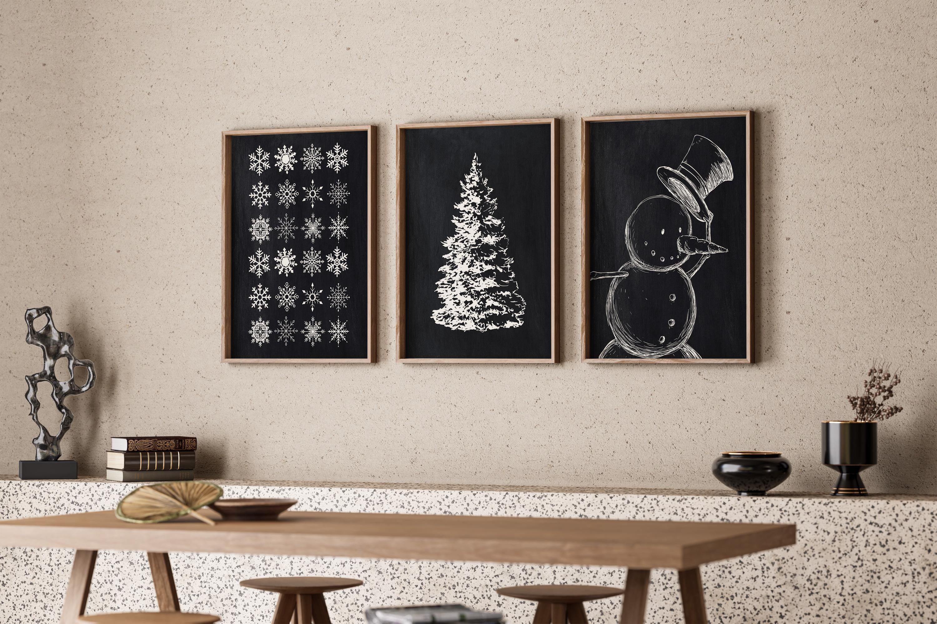 Winter Wall Art, Set of 3 Prints, Winter Printable Art, Holiday Prints ...
