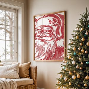 Santa Art, Vintage Santa Print, Weihnachten druckbare Wandkunst, Vintage Weihnachtsdekor, Weihnachtsplakat, herunterladbare Santa druckbare Kunst Bild 4