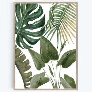 Boho Botanical Print, Tropical Leaves Print, Palm Leaf Wall Art, Green Leaf Art, Tropical Wall Art, Botanical Poster, Instant Download