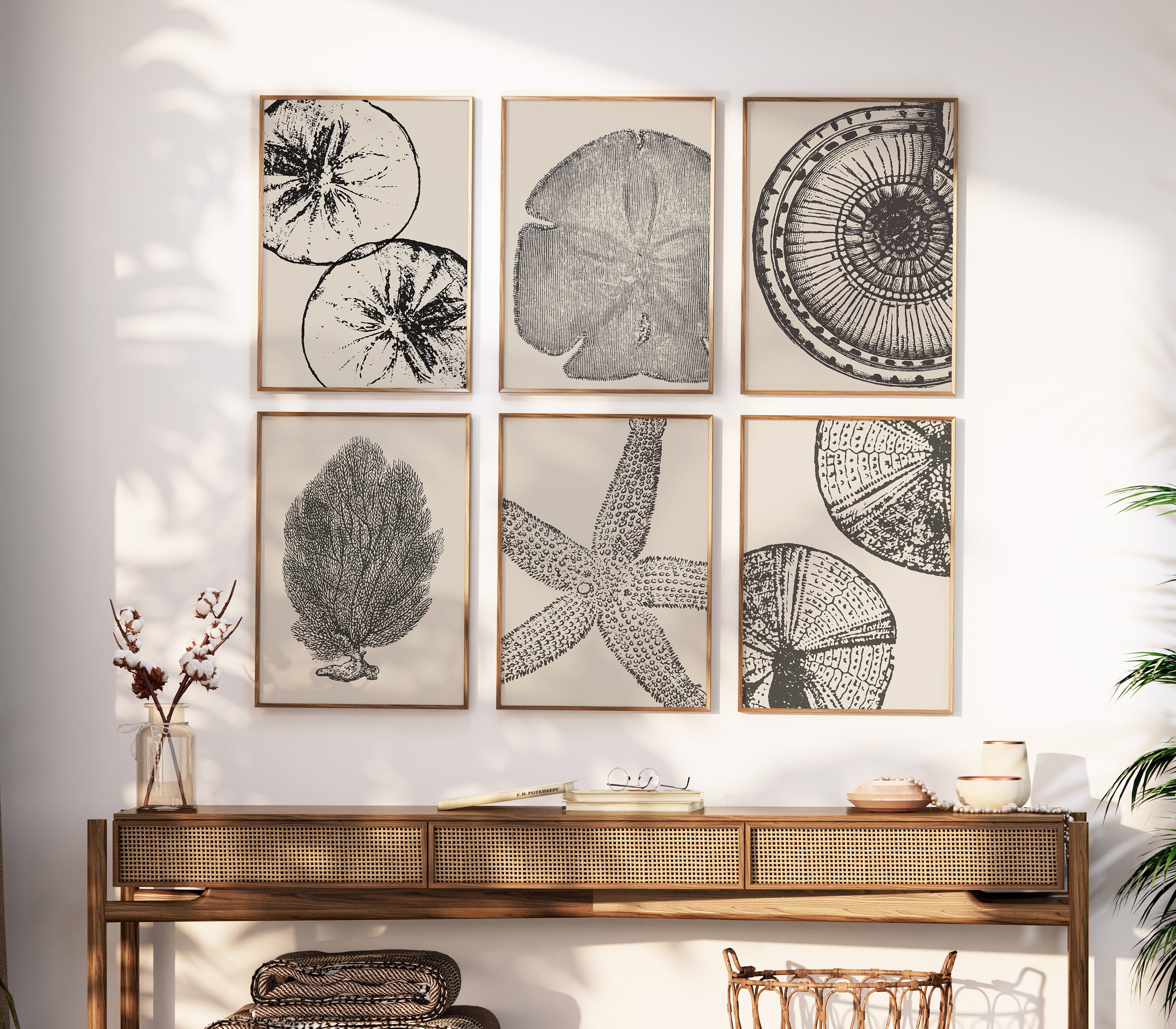 Coastal Gallery Wall Set Boho Beach Art Set of 6 Beach Etsy UK