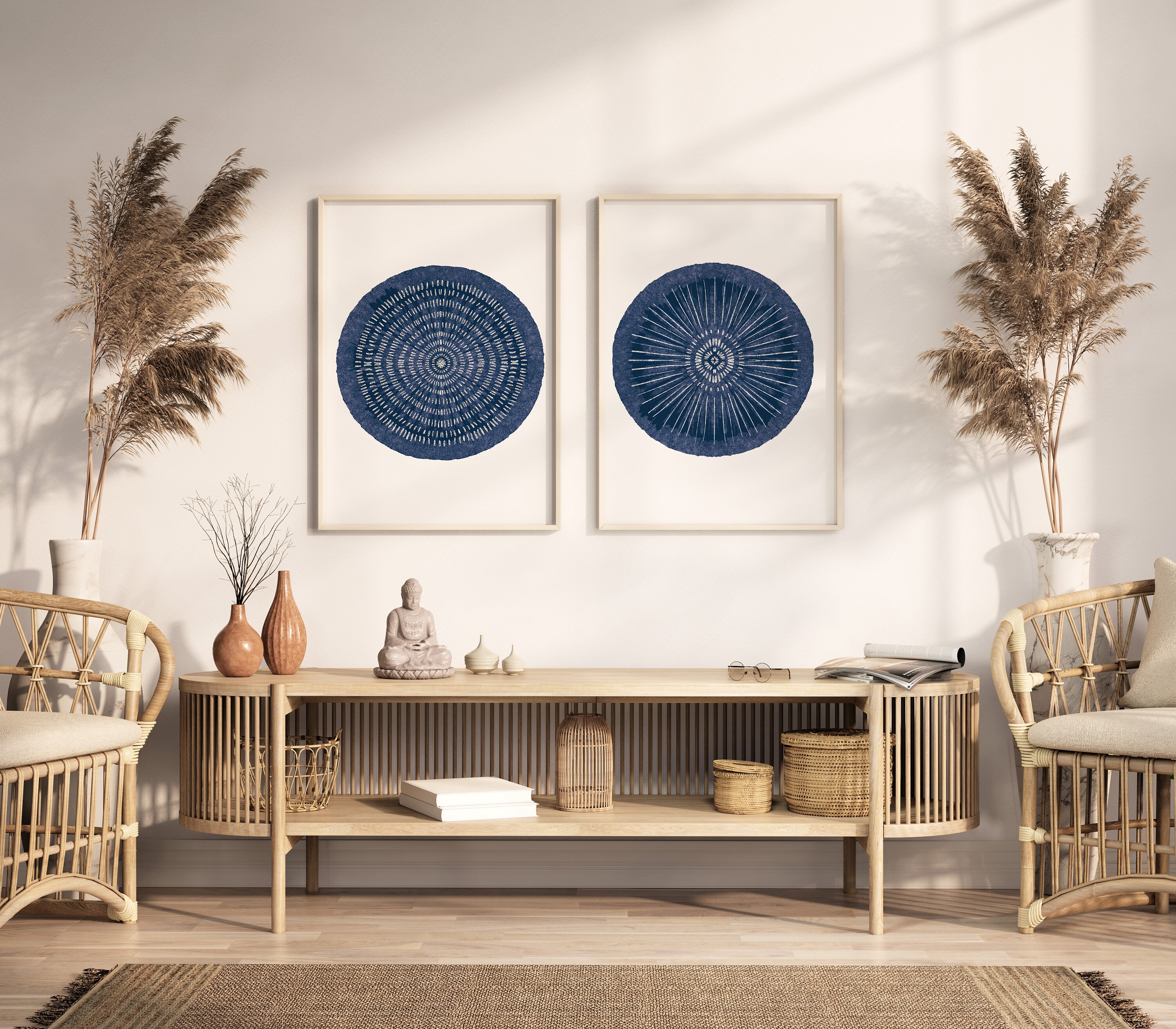 Navy Blue Abstract Wall Art, Indigo Blue Prints, Set of 2 Prints ...