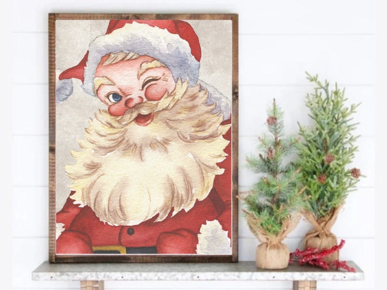 Santa Wall Art Vintage Santa Print Christmas Printable Etsy
