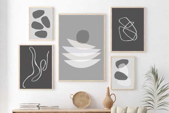 Black and White Gallery Wall Set of 5 Prints Modern Line | Etsy