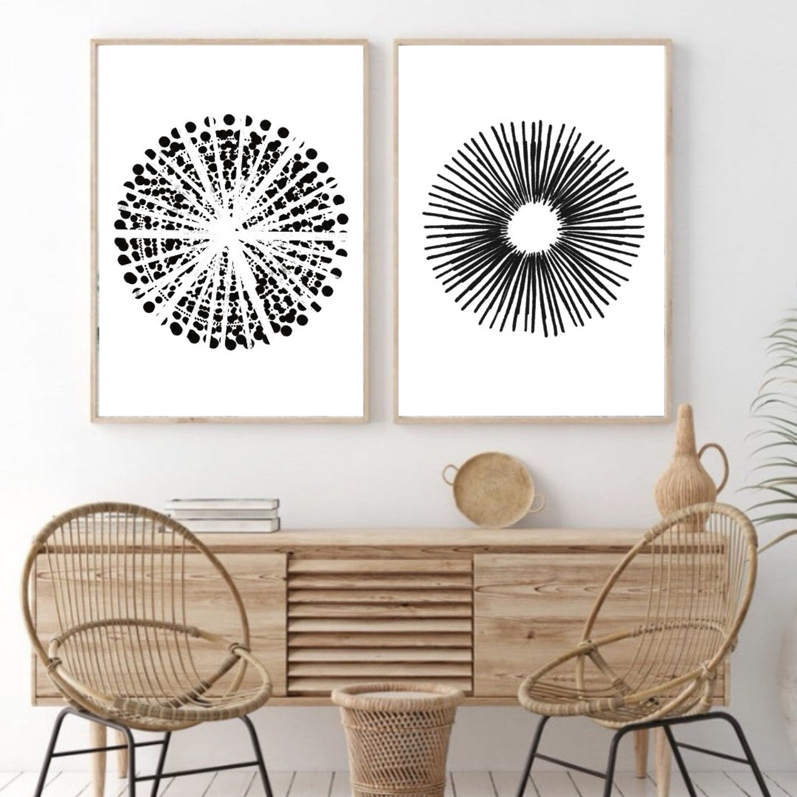 Black Abstract Wall Art Set of 2 Prints Printable Wall Art - Etsy