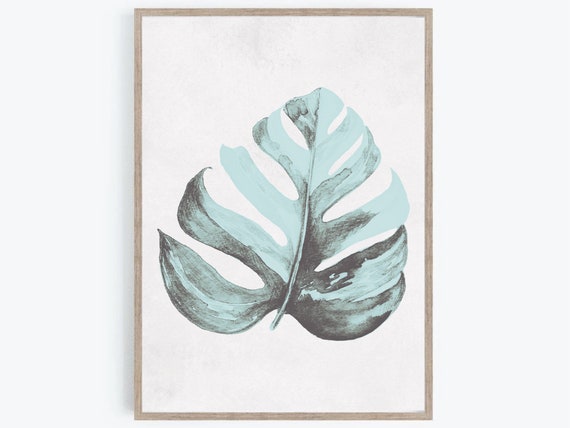Monstera Leaf Print, Tropical Wall Art, Palm Leaf Print, Boho Beach Prints, Boho Botanical Prints, Tropical Leaves. Coastal Printable Art