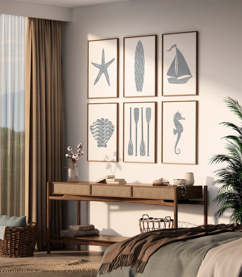 Ocean Wall Art Set of 6 Prints Beach Gallery Wall Ocean Etsy