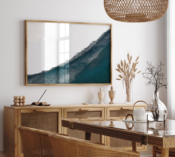 Ocean Wall Art, Boho Beach Decor, Wave Painting, Beach Wall Art, Coastal Art, Beachy Abstract Art, Blue Large Artwork, Printable Wall Art