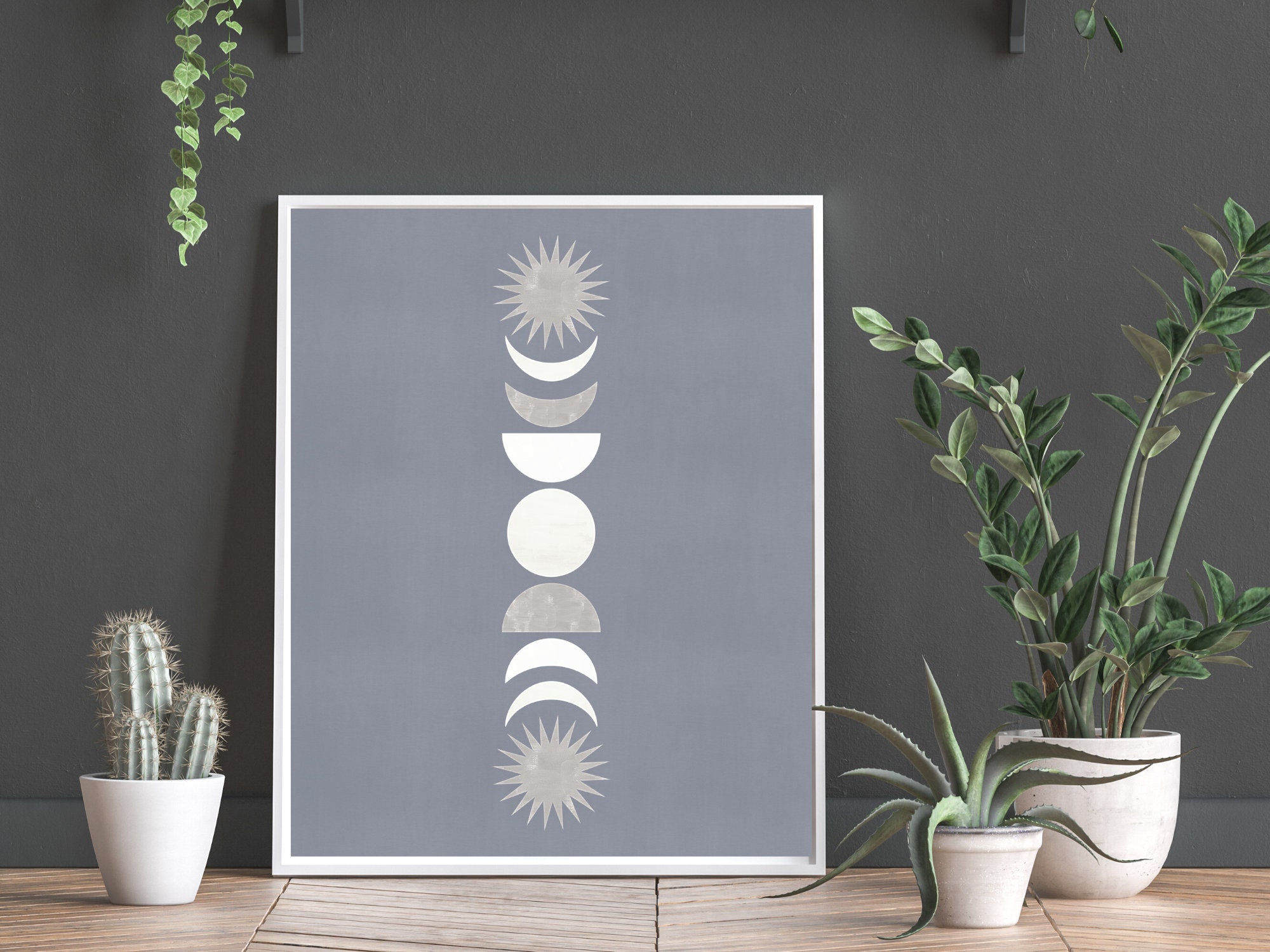 Boho Moon Print Moon Phases Wall Art Moon Printable - Etsy