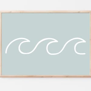 Wave Print, Boho Coastal Wall Art, Modern Beach Art, Minimalist Beach Art, Coastal Art, Beach Printable, horizontal Print, Instant Download