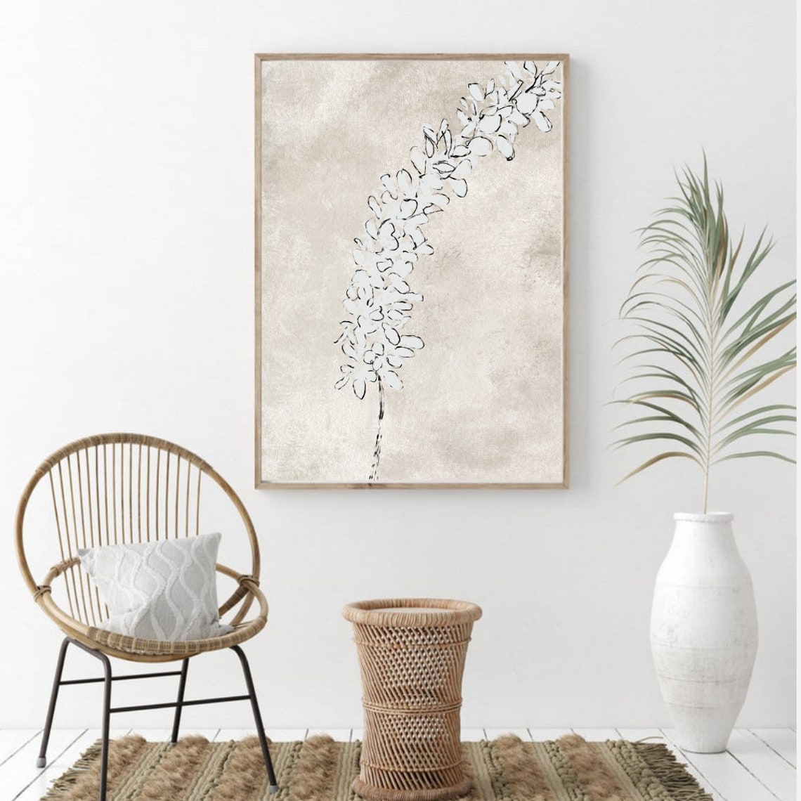 White Flower Print Printable Wall Art Botany Print Painted Etsy