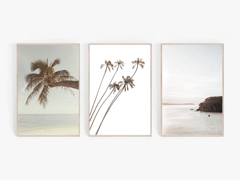 Coastal Chic Gallery Wall, Beach Digital Prints, Beachy Boho Art, Coastal Abstract, Neutral Beach Art, Beach Home Decor, Afdrukbare Muurkunst afbeelding 3