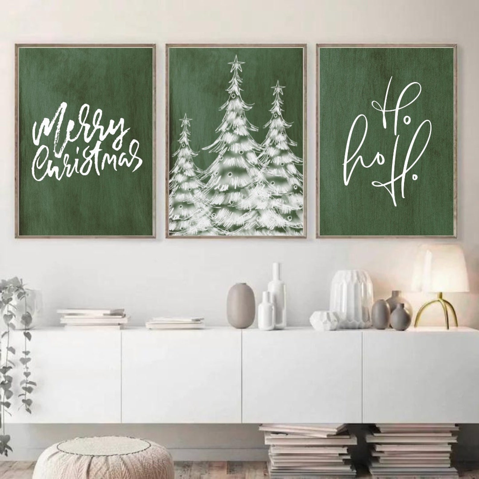 Green Christmas Prints Printable Christmas Wall Art 4 Piece - Etsy