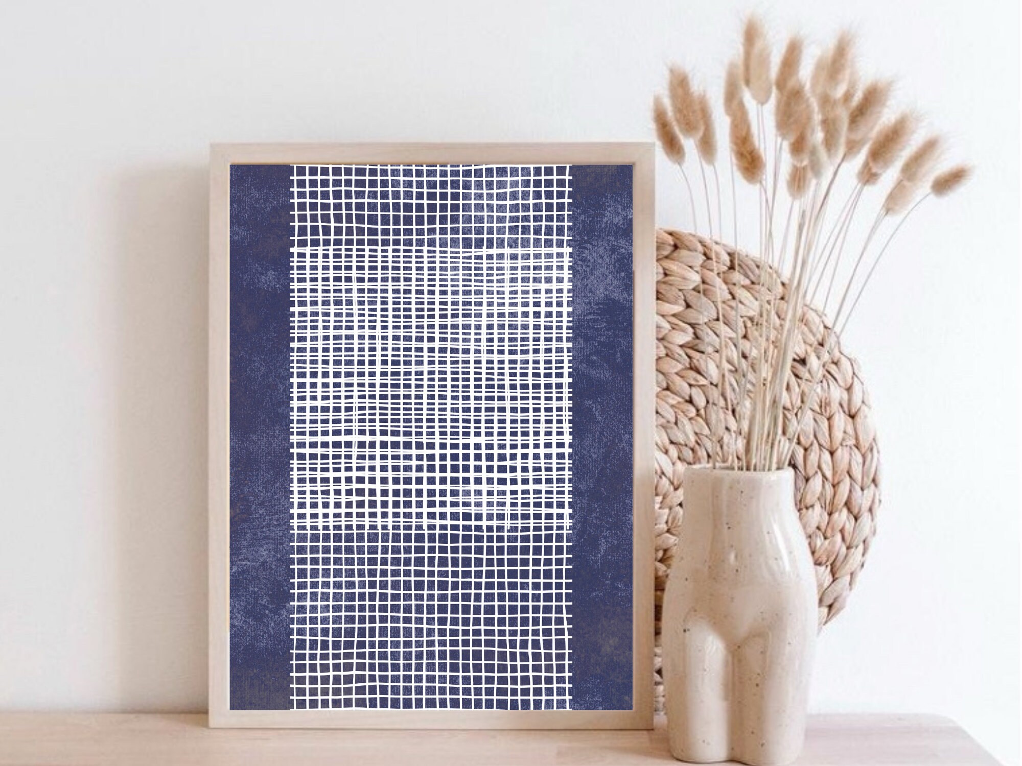 Indigo Blue Prints 2 Piece Art Set Blue Abstract Wall Art - Etsy