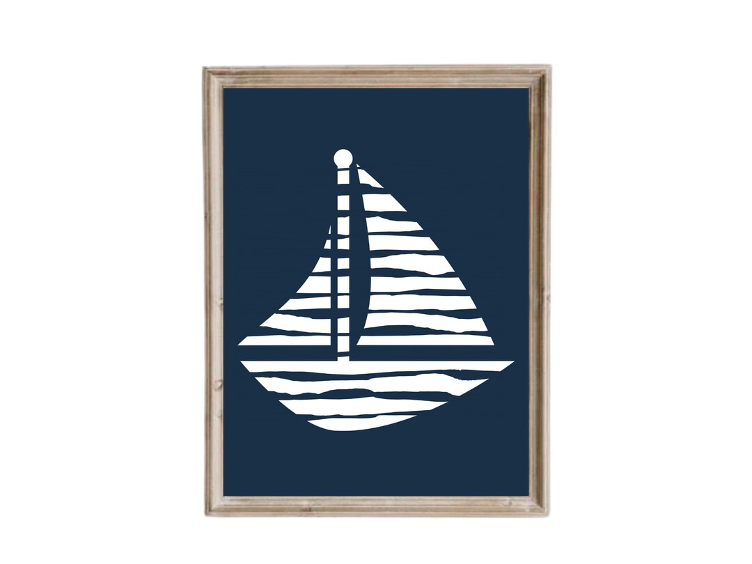 Nautical Nursery Wall Art Sailboat Printable Lake House Art Etsy