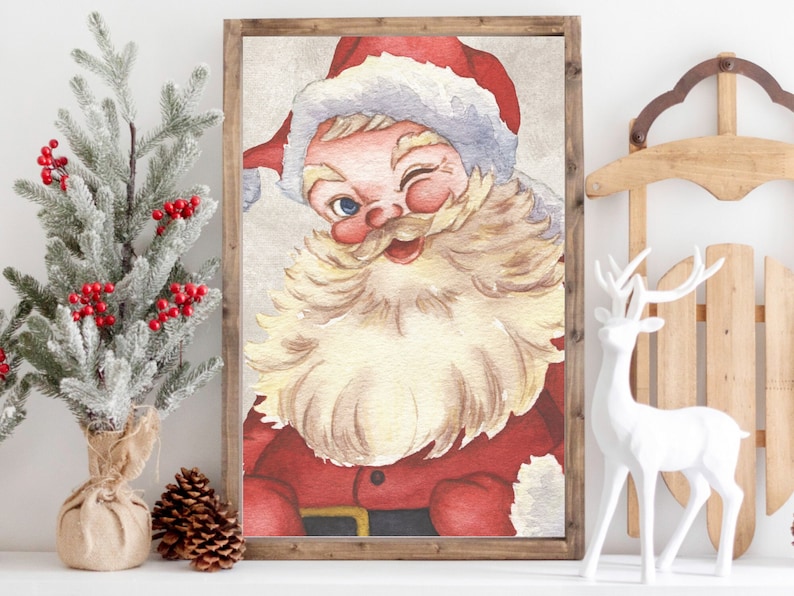 Santa Wall Art Vintage Santa Print Christmas Printable Etsy