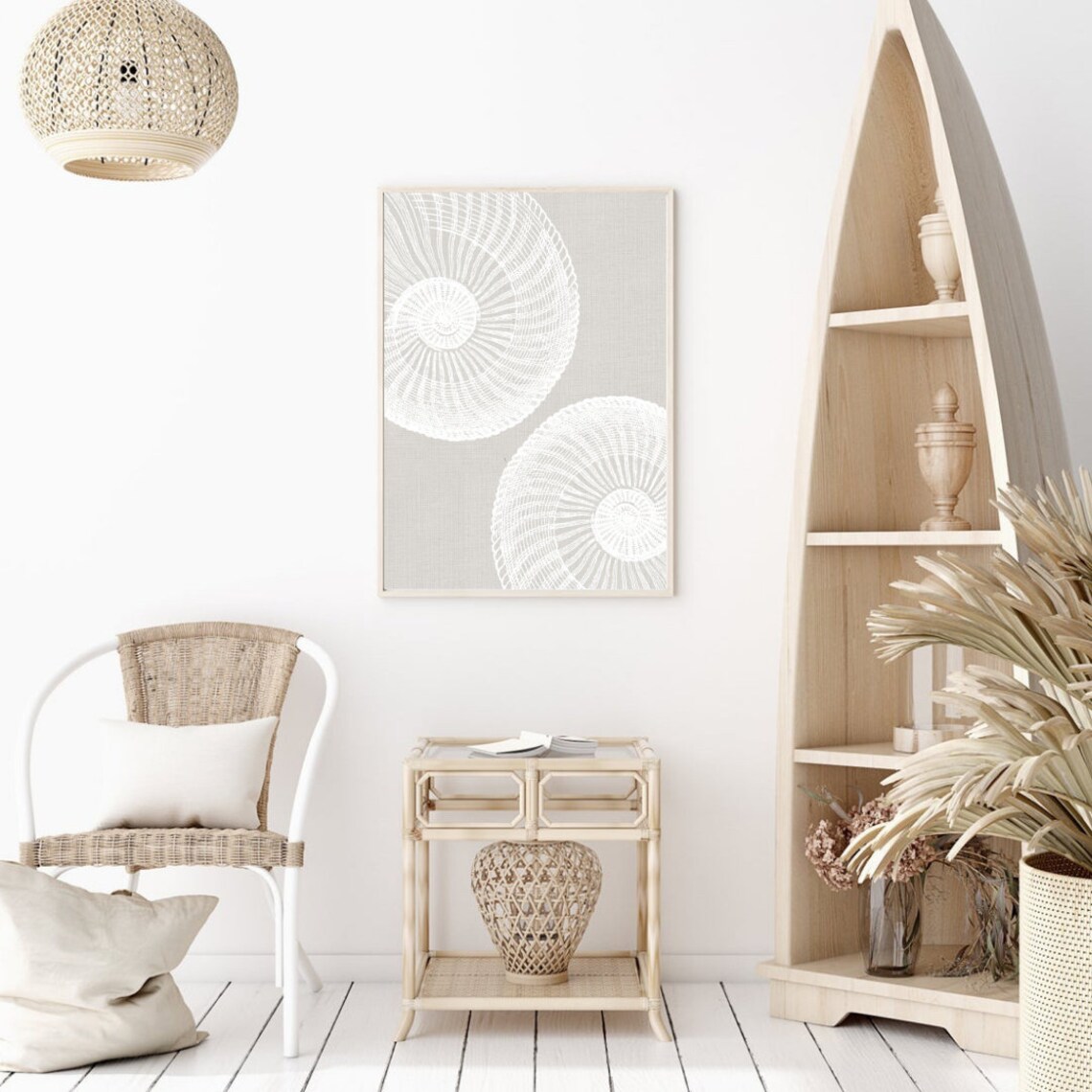 Boho Beach Print Abstract Beach Wall Art Sea Shell Wall Art Etsy