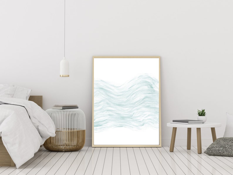 Abstract Wave Print Beachy Wall Art Coastal Wall Art Ocean Etsy