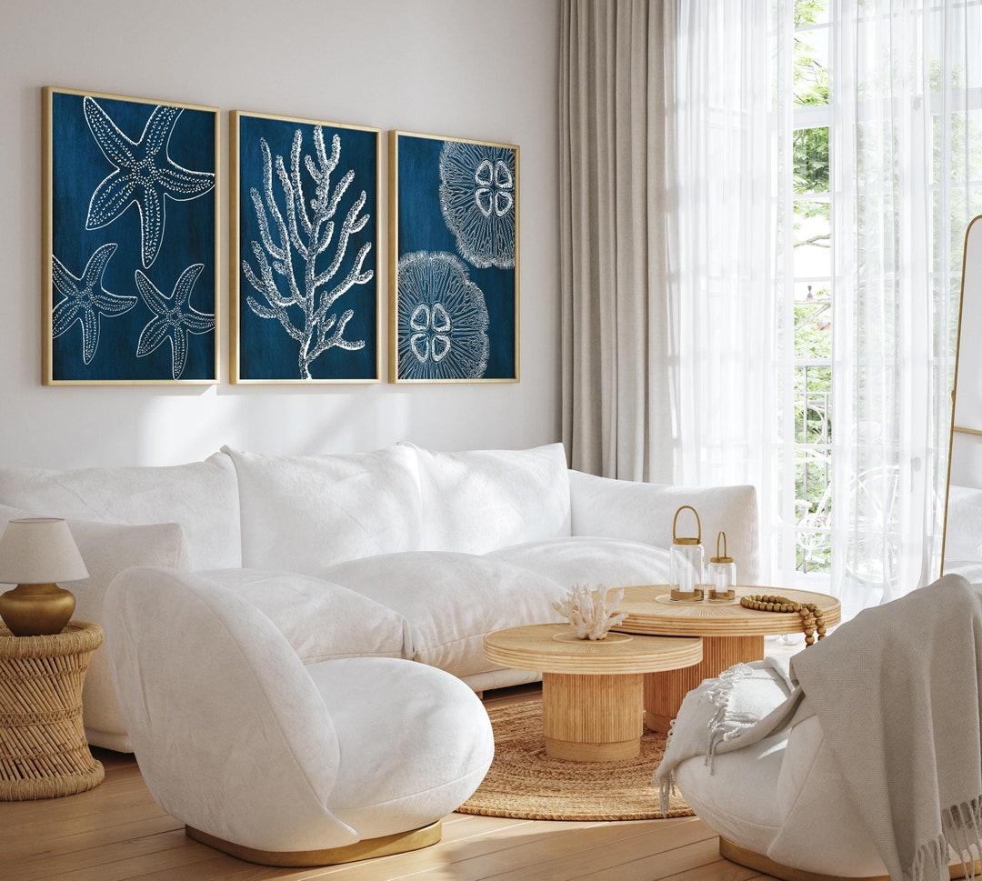 Coastal Wall Art, Set of 3 Prints, Beach Prints, Sea Fan Coral, Ocean ...