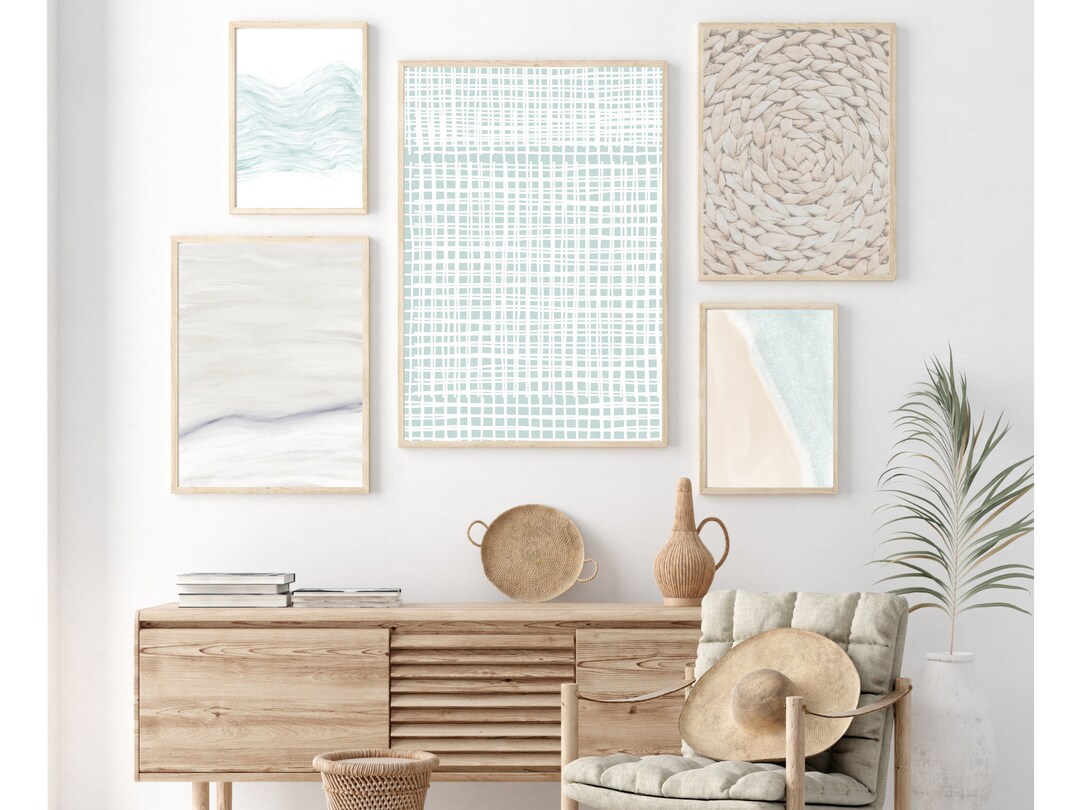 Boho Beach Wall Art Coastal Gallery Wall Set of 5 Prints Etsy