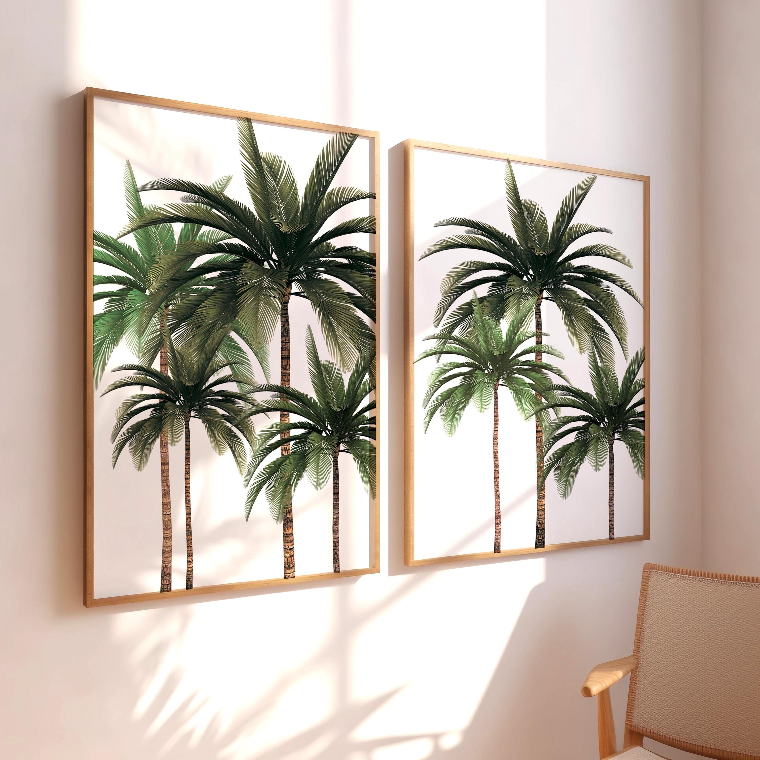 Palm Tree Print, Coastal Art, Palm Tree Posters, Set of 2 Prints