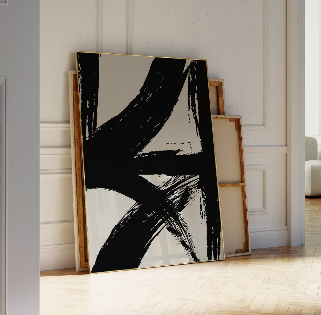 Black Wall Art, Black Print, Black Abstract Art, Neutral Wall Art ...