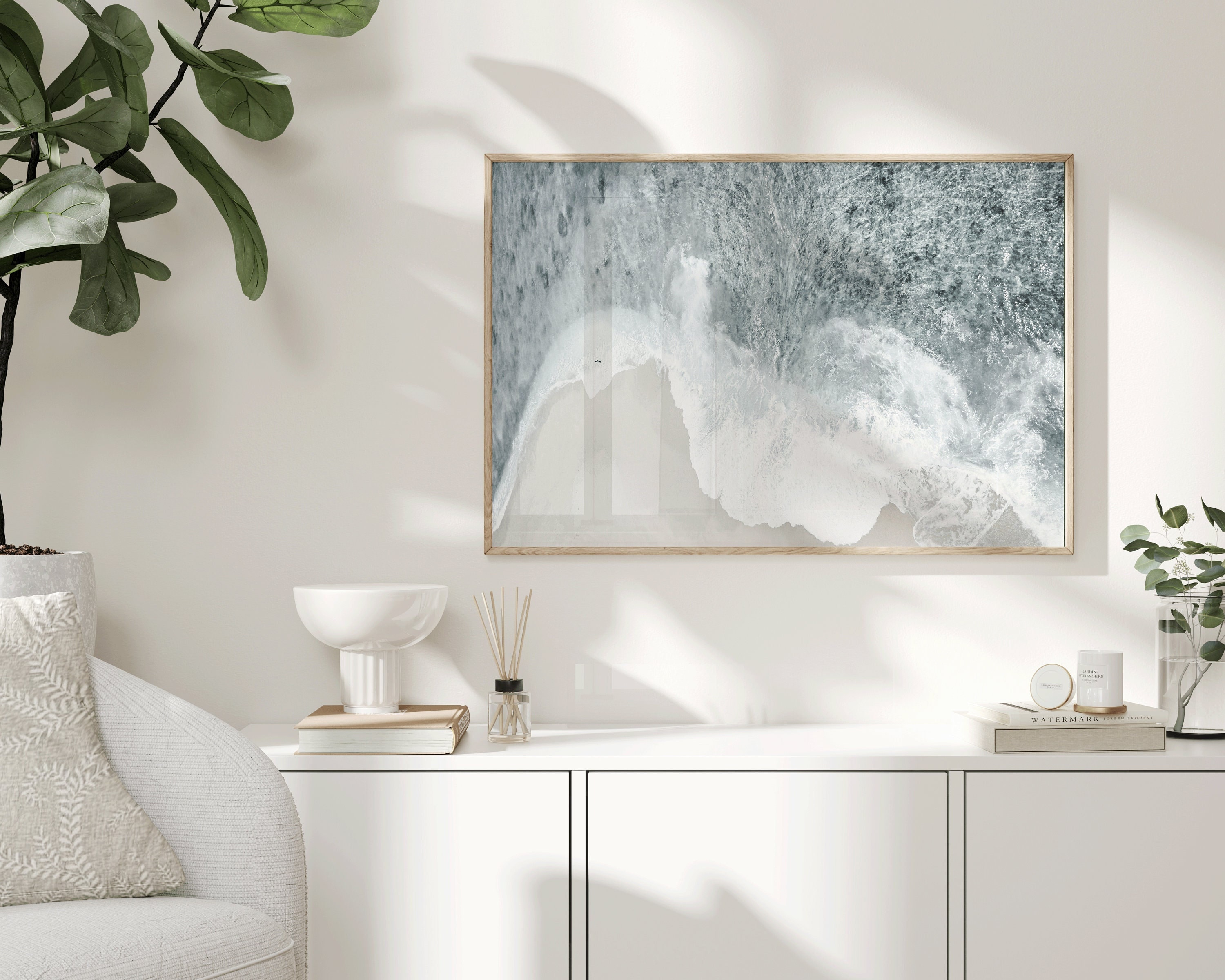 Ocean Printed Ocean Print, Ocean Art, Coastal Wall Art, Arial Waves, Muted Coastal ...
