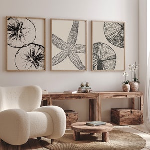 Neutral Coastal Wall Art, Set of 3 Beach Prints, Modern Abstract Beach ...