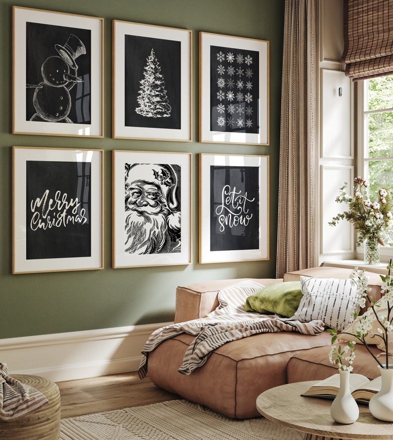 Black Christmas Prints Christmas Gallery Wall Printable - Etsy