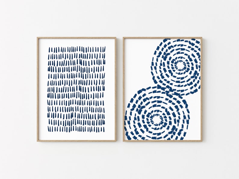 Navy Blue Wall Art, Navy and White Prints, Set of 2 Prints, Coastal Art ...