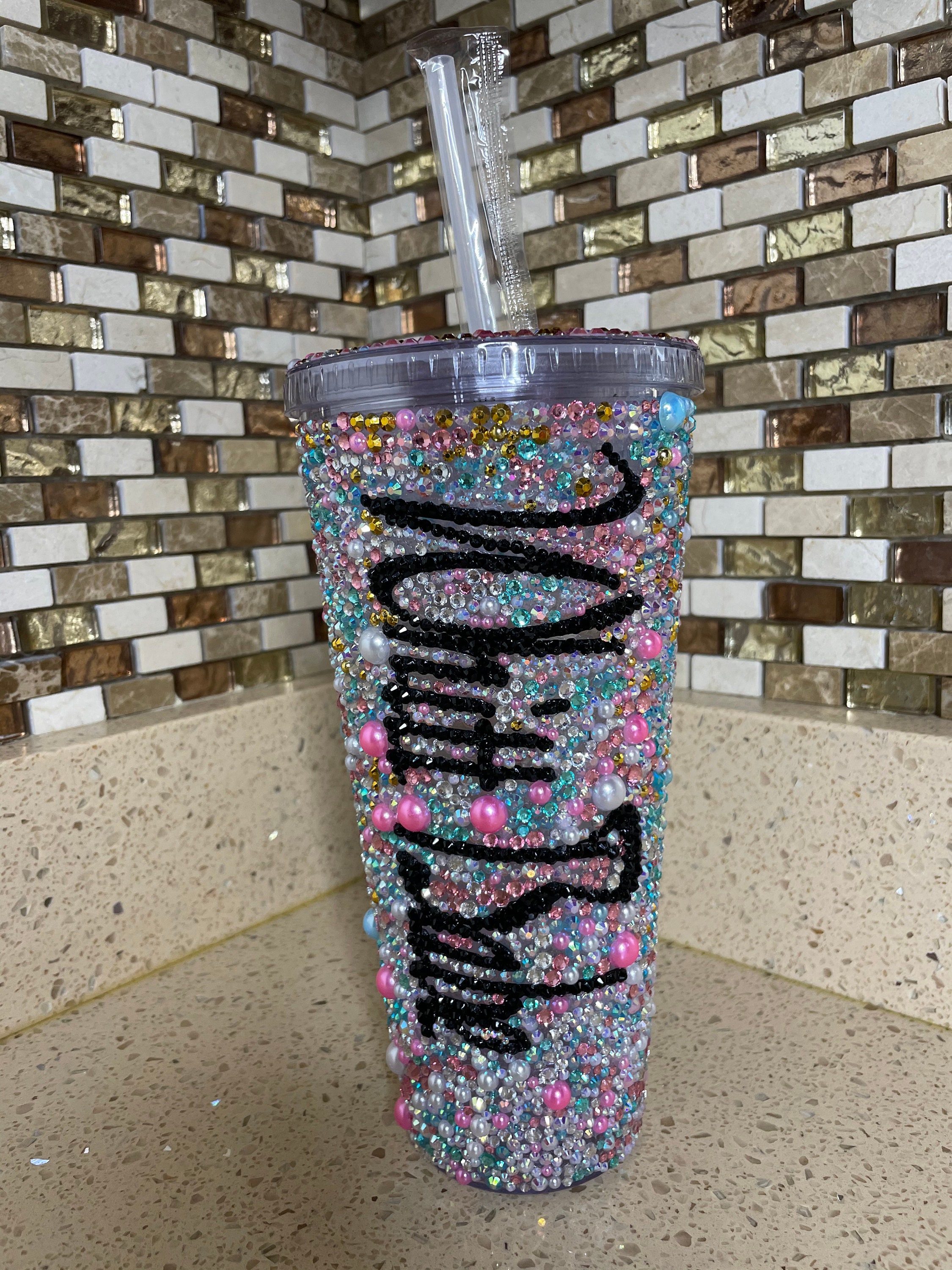 Customize Rhinestone Tumblers 16oz & 32oz /Drinkable/ Reusable Etsy