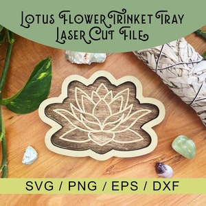Lotus Flower Trinket Tray Digital Download / Glowforge SVG File / Vector Cut File / Laser Cutting File Bundle / Ring Dish SVG / Catchall SVG