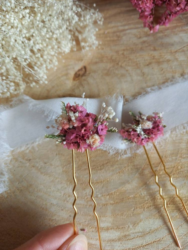 Pic/Pique/Épingles à cheveux fleurs séchées et stabilisées, épingle à chignon, accessoire coiffure, épingle fleurie Mariage/Mariée image 5