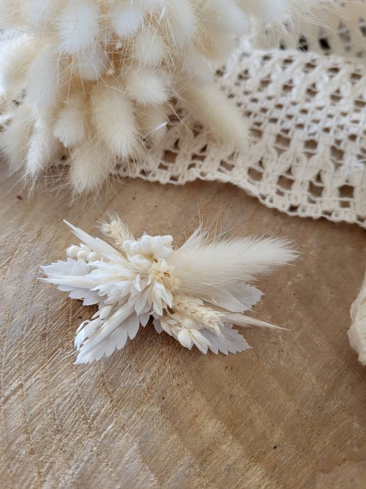 Barrette Pince à Cheveux Fleur - Couleur Bordeaux Et Blanc Cassé - Cérémonie Enfant