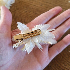 Pince barrette fleurs séchées et stabilisées blanche/crème Accessoire coiffure Peigne mariage Mariée, demoiselle d'honneur Peigne enfant image 4