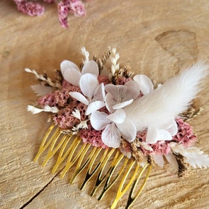 Dried and preserved flower comb Wedding hairstyle accessory Flower comb Bridal comb Bridesmaid Rose clair