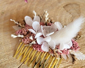 Peigne fleurs séchées et stabilisées Accessoire coiffure mariage Peigne fleuri Peigne de la Mariée Demoiselle d'honneur