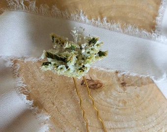 Epingle à cheveux en fleurs séchées et stabilisées-Pique/ Pic à chignon-Accessoire fleuri Mariage/Mariée-Coiffure