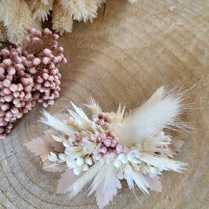 Pince barrette fleurs séchées et stabilisées blanche/crème Accessoire coiffure Peigne mariage Mariée, demoiselle d'honneur Peigne enfant image 7