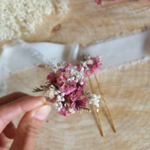 Pic/Pique/Épingles à cheveux fleurs séchées et stabilisées, épingle à chignon, accessoire coiffure, épingle fleurie Mariage/Mariée image 2