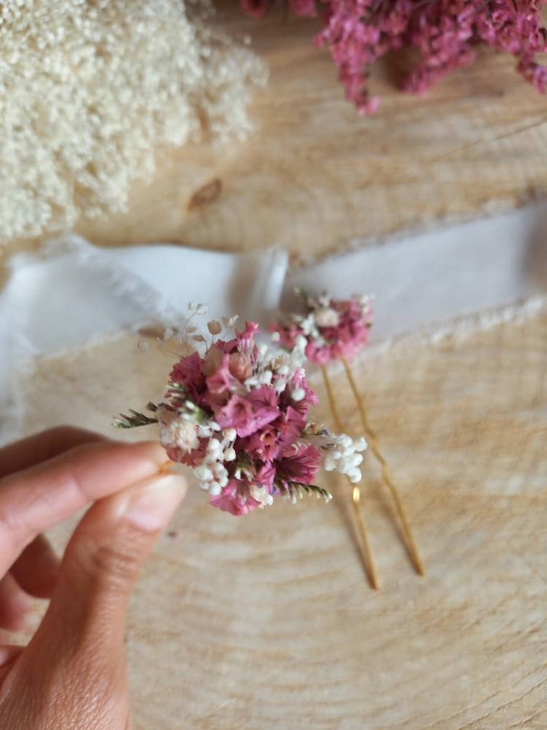 Pic/Pique/Épingles à cheveux fleurs séchées et stabilisées, épingle à chignon, accessoire coiffure, épingle fleurie Mariage/Mariée image 2