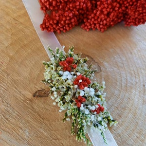 Bracelet en fleurs séchées &stabilisées blanc vert et rose Mariage/Mariée/Demoiselle d'honneur Accessoires fleuris, bracelet fleurs blanches image 4