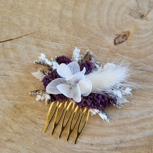 Mini peigne fleurs séchées et stabilisées rose, corail Accessoire coiffure mariage Peigne Mariée et demoiselle d'honneur Peigne fleuri image 7