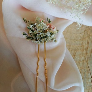 Epingle/ Pic/ Pique à cheveux en fleurs séchées et stabilisées Coiffure mariée mariages, accessoire fleuri image 1