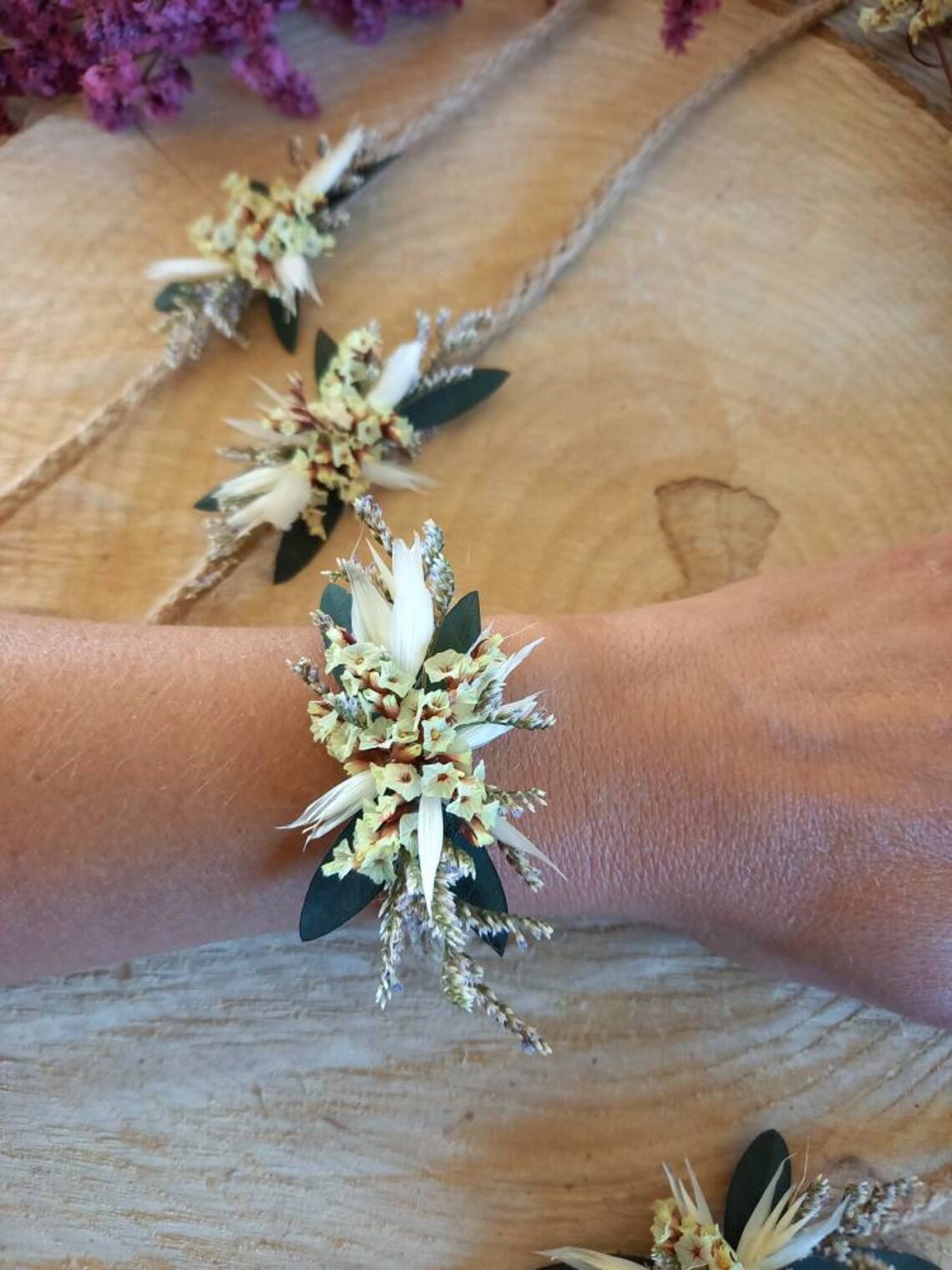 Bracelet en fleurs séchées & stabilisées pour mariage Etsy