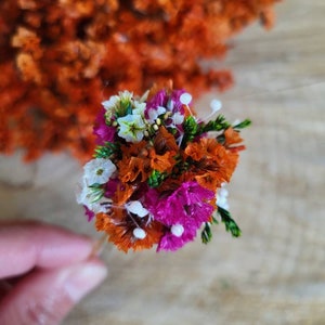 Pique à cheveux/chignons Pique fleurie fleurs séchées et stabilisées colorée-Accessoire coiffure mariage Mariée Demoiselle d'honneur image 4